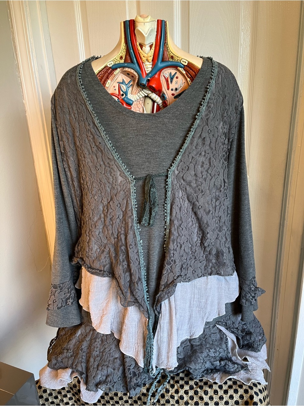 Coco + Carmen Layered Lace-Trim Cardigan goth fairy core